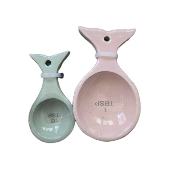 New Pastel Beach Nautical Ceramic Fish Shaped Measuring Spoons Birthday Gift - Picture 2 of 2